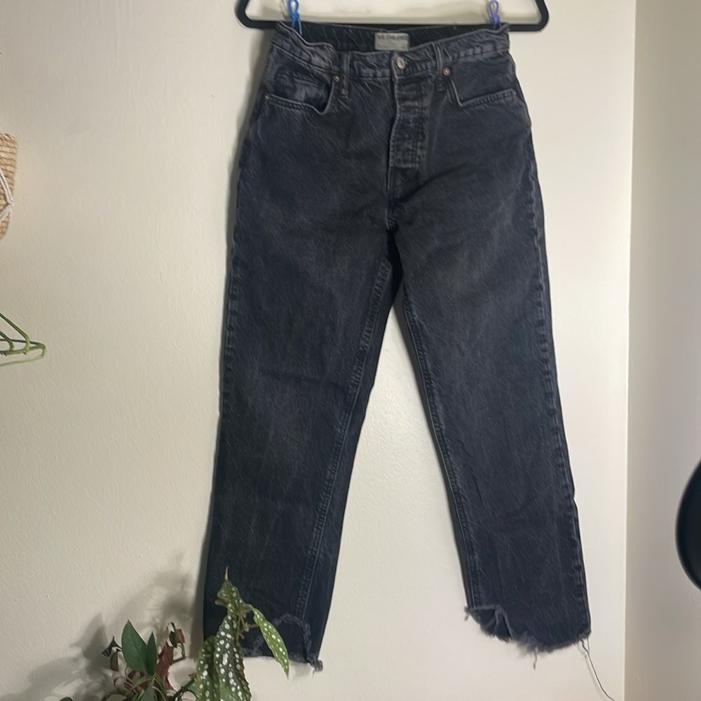 We The Free by Free People Black High Rise Distressed Hem Jeans Women’s Size 27